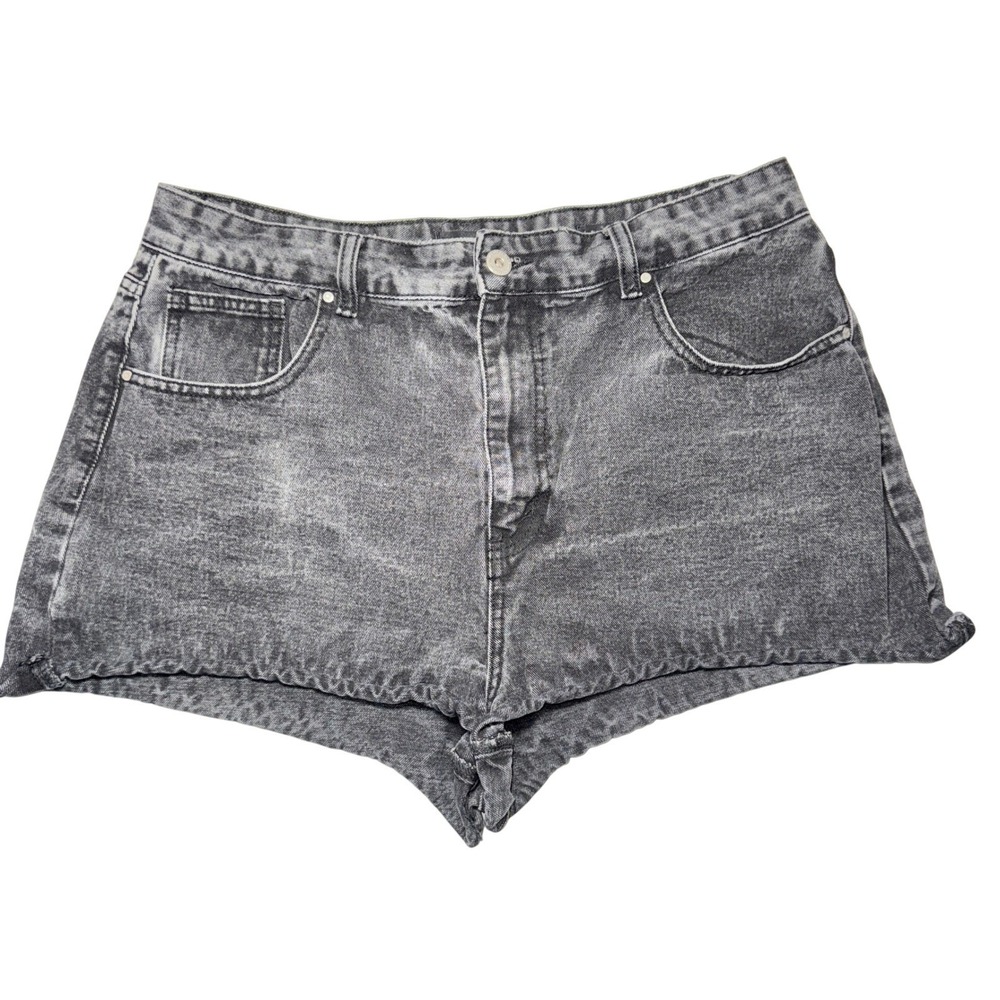 Cotton On Grey Acid Wash High Rise Mom Denim Shorts 12 US